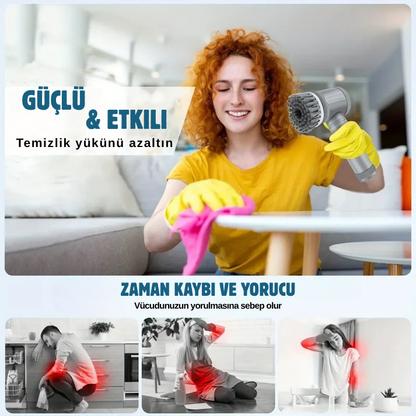 5 Değiştirilebilir Fırça Kafalı Elektrikli Temizlik Fırçası